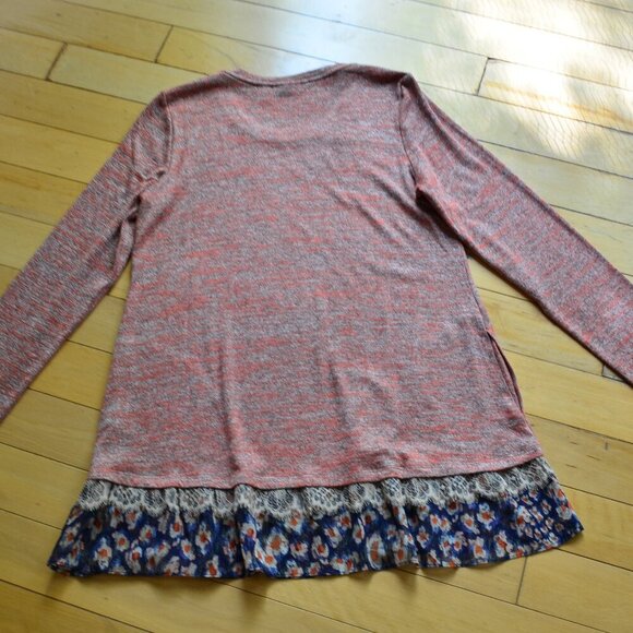 LOGO Lori Goldstein Space Dye Sweater Knit Top with Tier Red US S - Picture 9 of 12